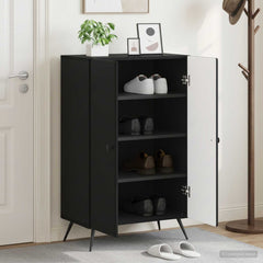 vidaXL Shoe Cabinet BREDA 59.5 x 39.5 x 90 cm Engineered Wood Black 1
