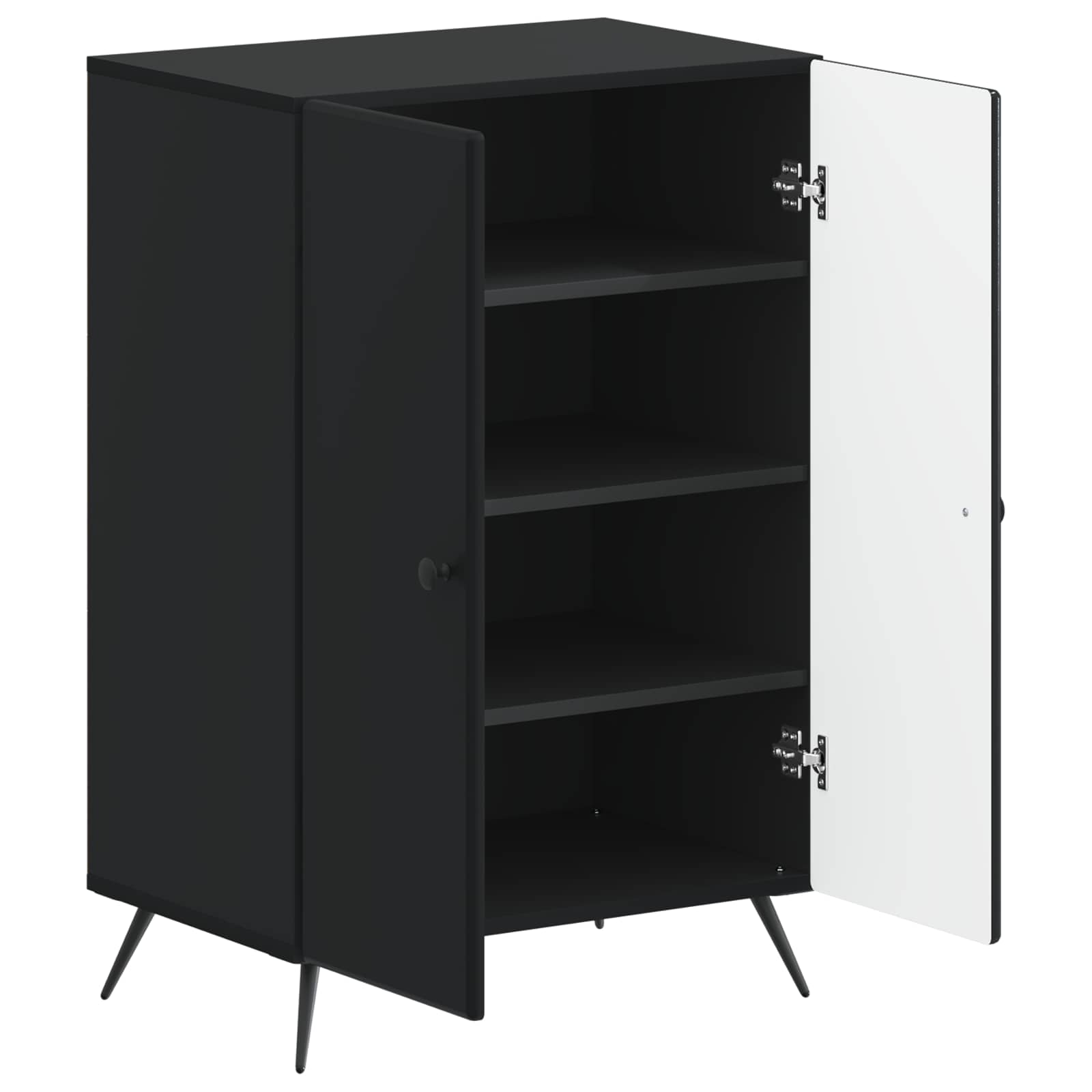 vidaXL Shoe Cabinet BREDA 59.5 x 39.5 x 90 cm Engineered Wood Black 3
