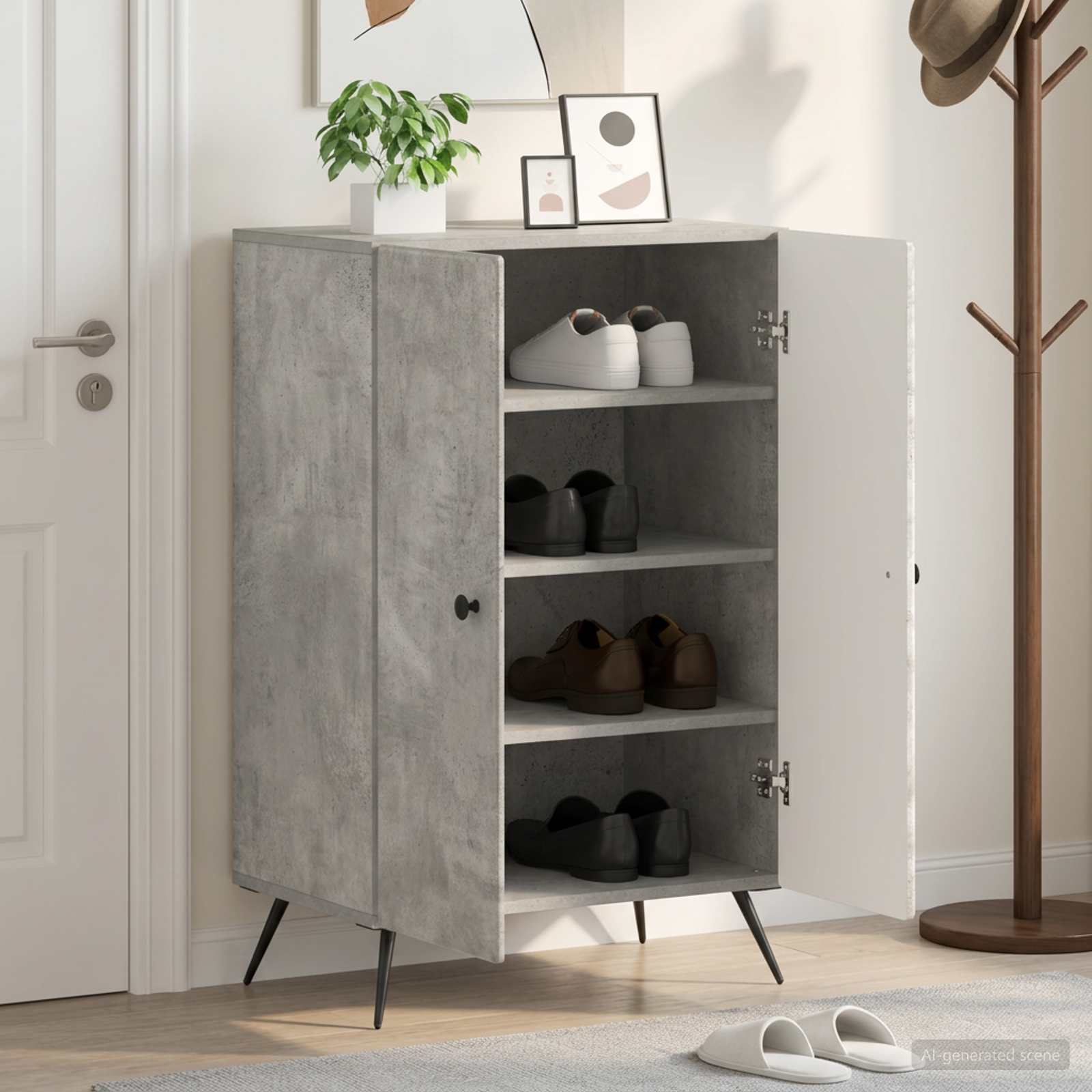vidaXL Shoe Cabinet BREDA 59.5 x 39.5 x 90 cm Engineered Wood 1