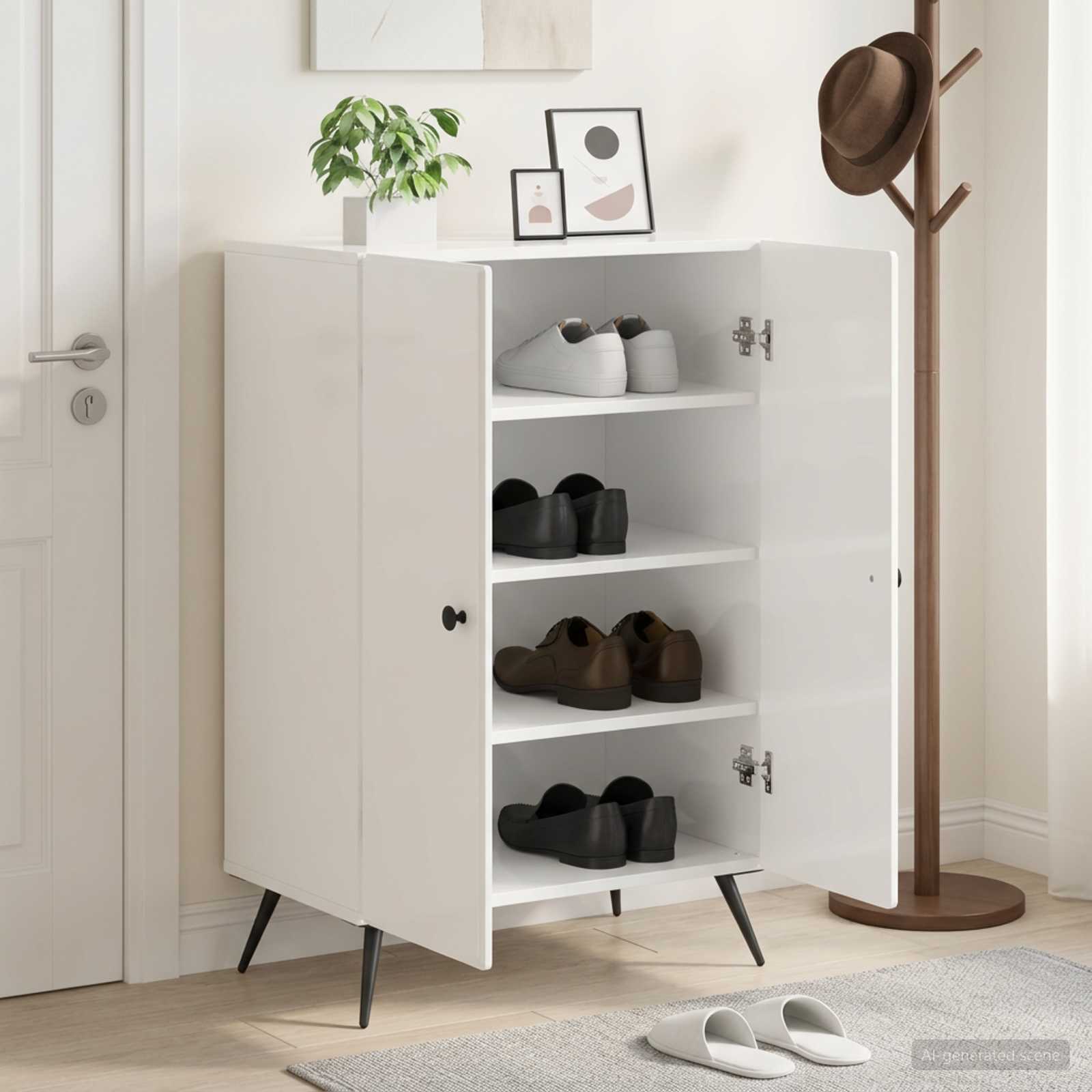 vidaXL Shoe Cabinet BREDA 59.5 x 39.5 x 90 cm Engineered Wood 1