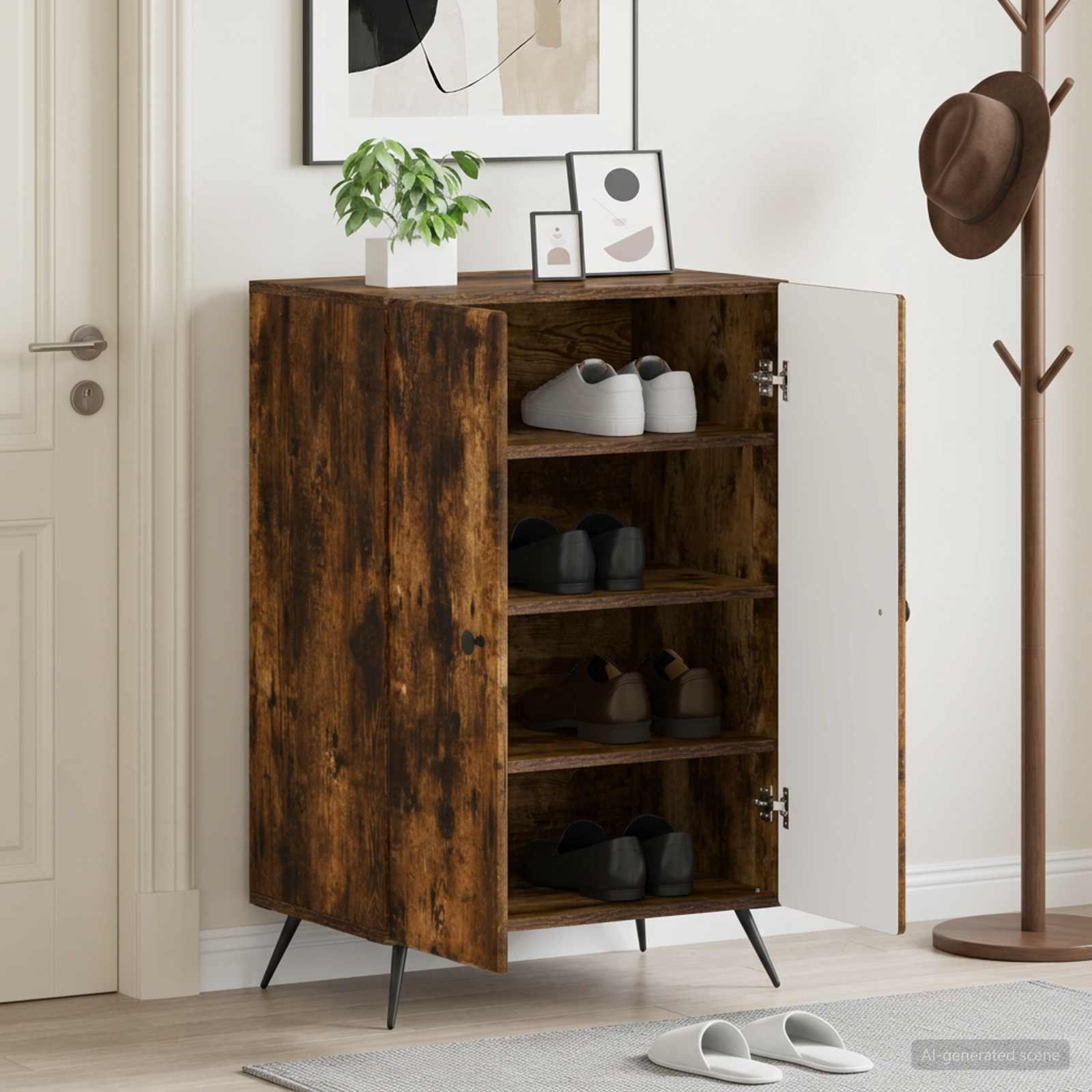 vidaXL Shoe Cabinet BREDA 59.5 x 39.5 x 90 cm Engineered Wood 1