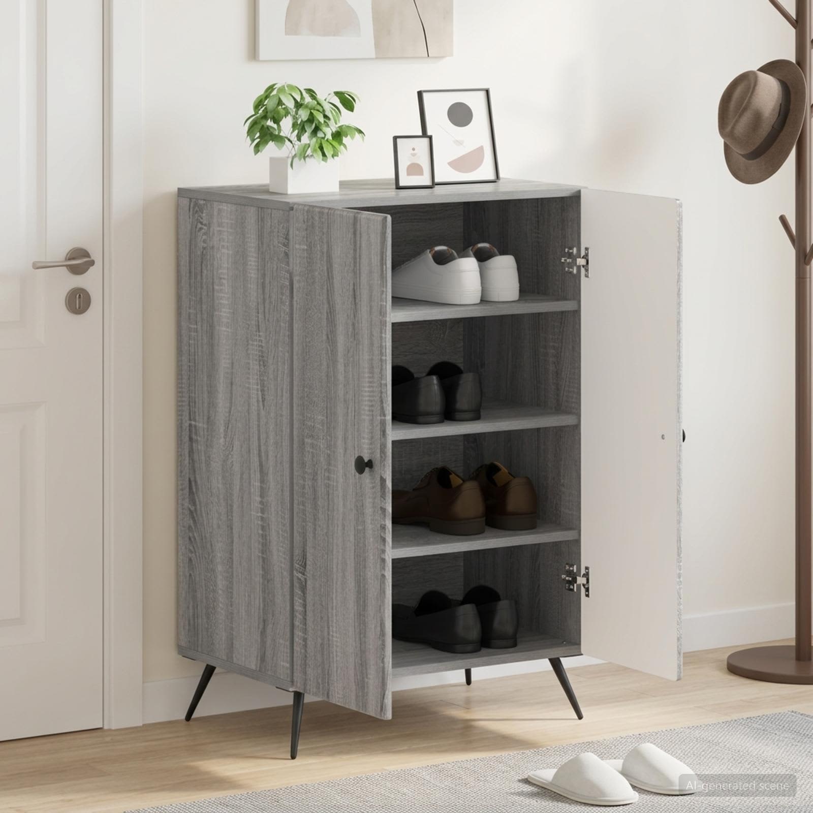 vidaXL Shoe Cabinet BREDA 59.5 x 39.5 x 90 cm Engineered Wood 1