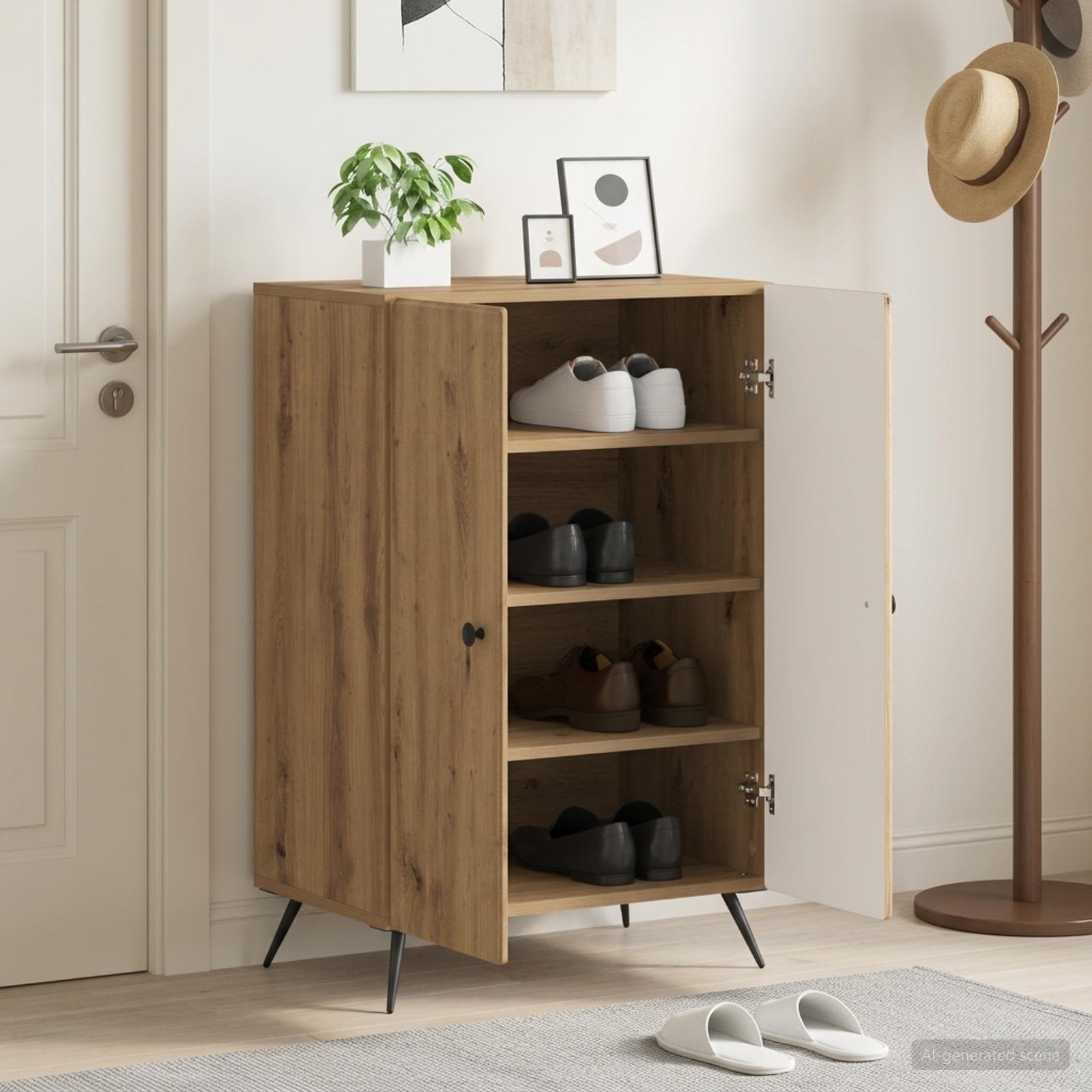 vidaXL Shoe Cabinet BREDA 59.5 x 39.5 x 90 cm Engineered Wood 1