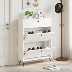 vidaXL Shoe Cabinet BREDA 78 x 24 x 103 cm Engineered Wood White 1