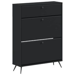 vidaXL Shoe Cabinet BREDA 78 x 24 x 103 cm Engineered Wood Black 2