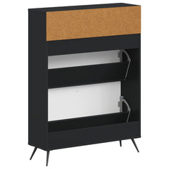vidaXL Shoe Cabinet BREDA 78 x 24 x 103 cm Engineered Wood Black 6