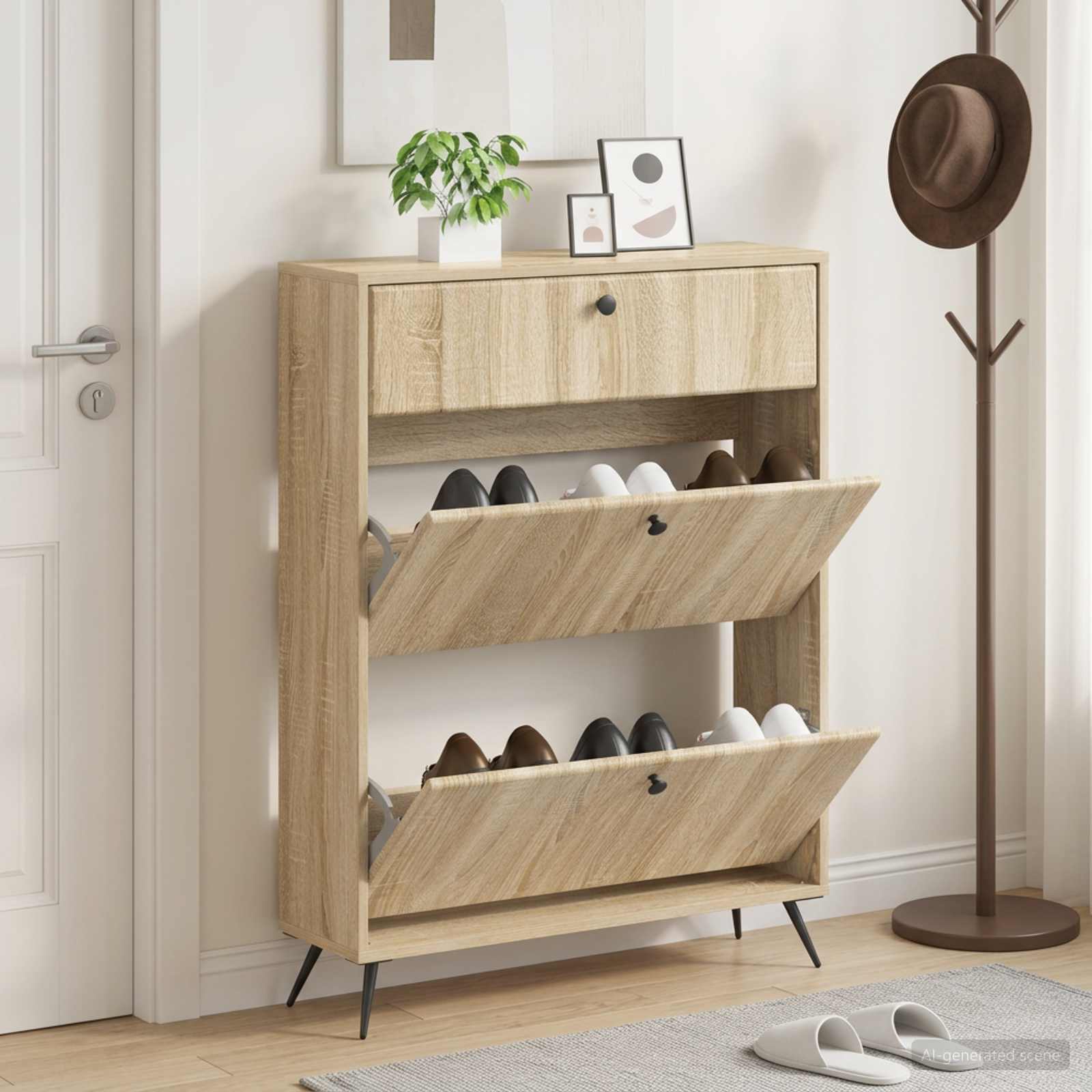 vidaXL Shoe Cabinet BREDA 78 x 24 x 103 cm Engineered Wood Sonoma Oak 1