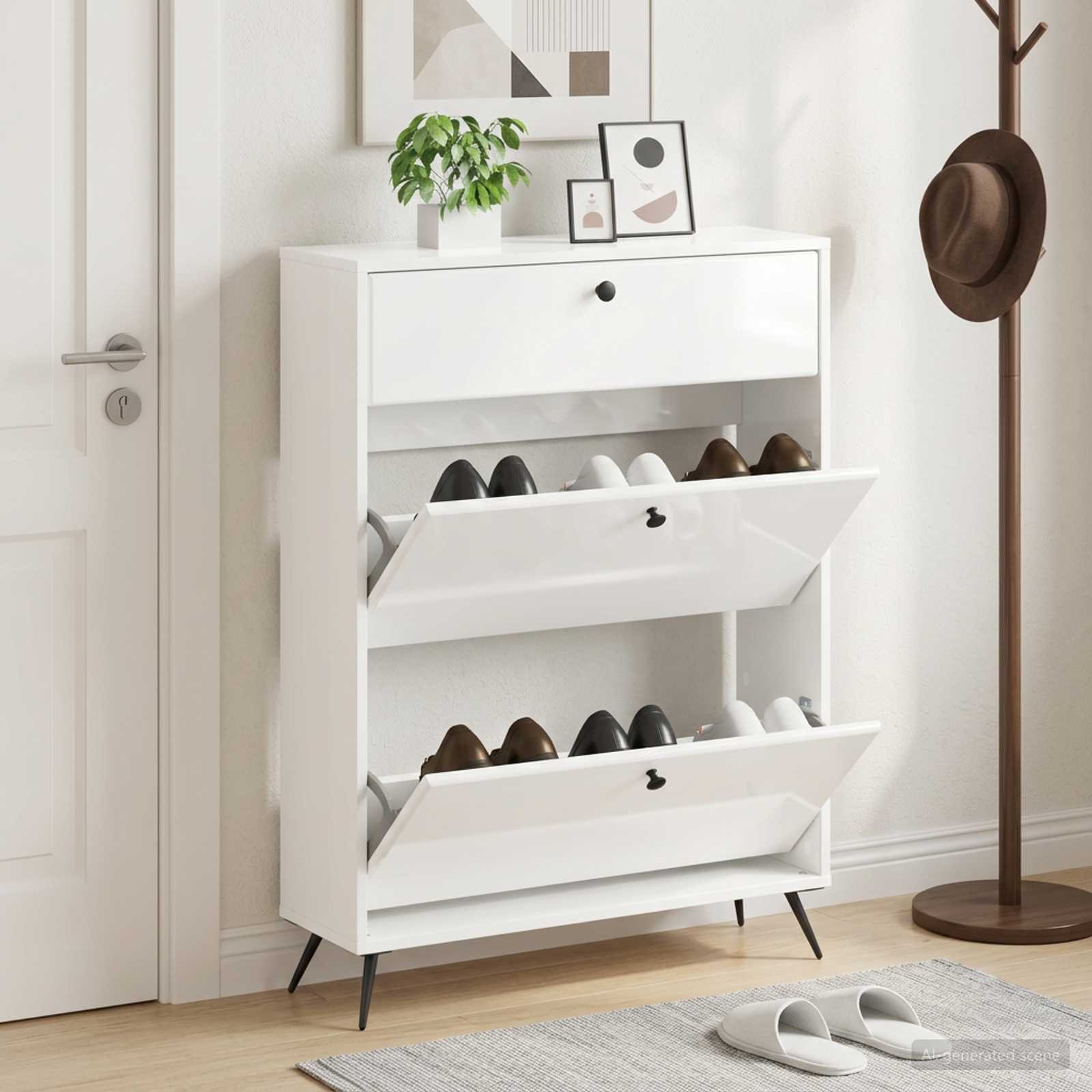 vidaXL Shoe Cabinet BREDA 78 x 24 x 103 cm Engineered Wood 1