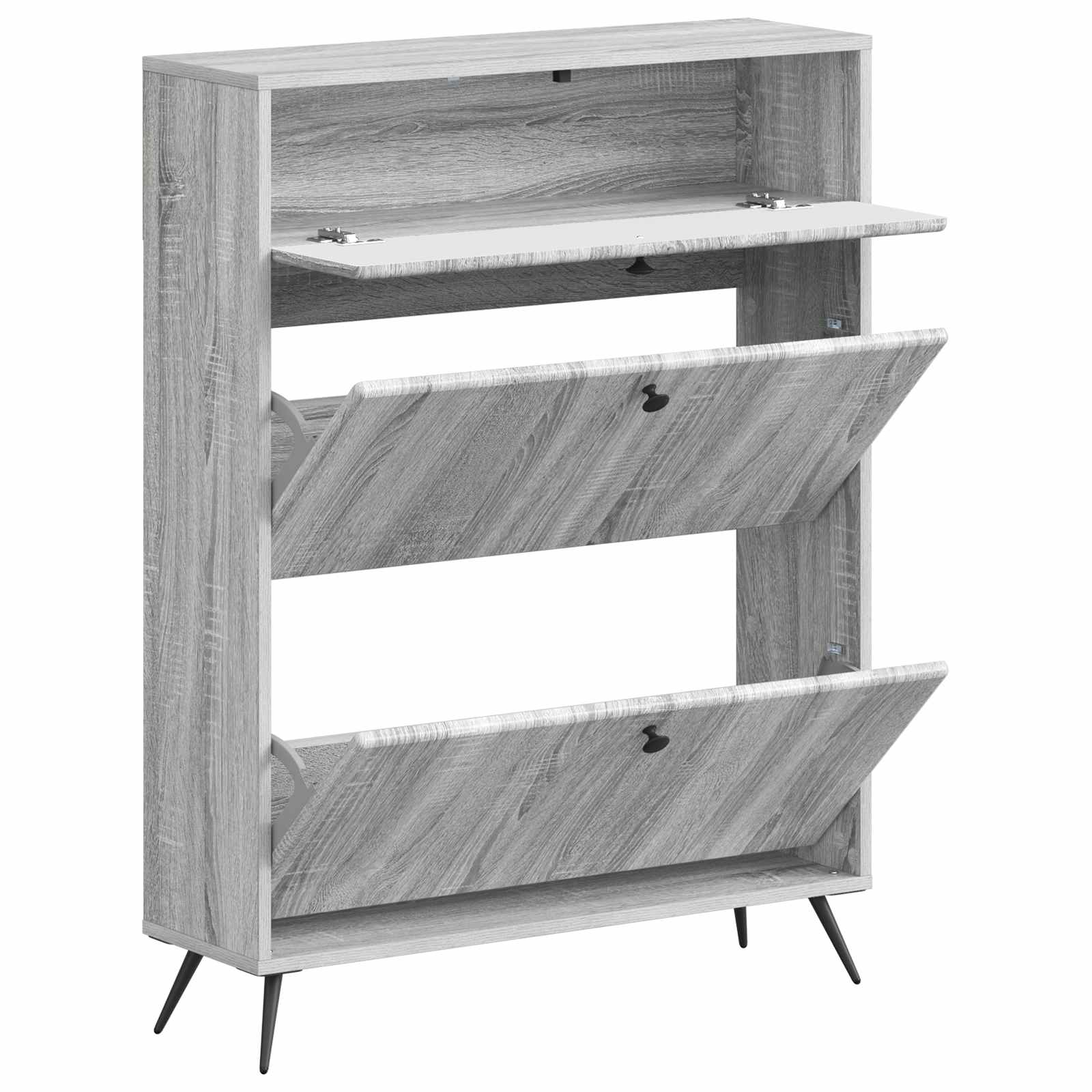 vidaXL Shoe Cabinet BREDA 78 x 24 x 103 cm Engineered Wood Grey Sonoma 3