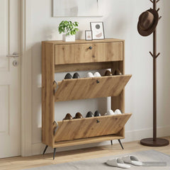 vidaXL Shoe Cabinet BREDA 78 x 24 x 103 cm Engineered Wood Artisan Oak 1