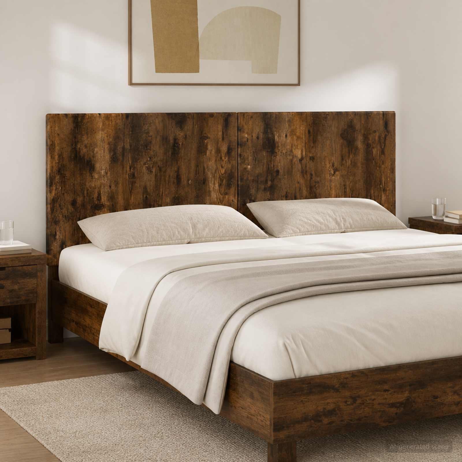 vidaXL Wall-Mounted Headboard BREDA Smoked Oak Engineered Wood 1