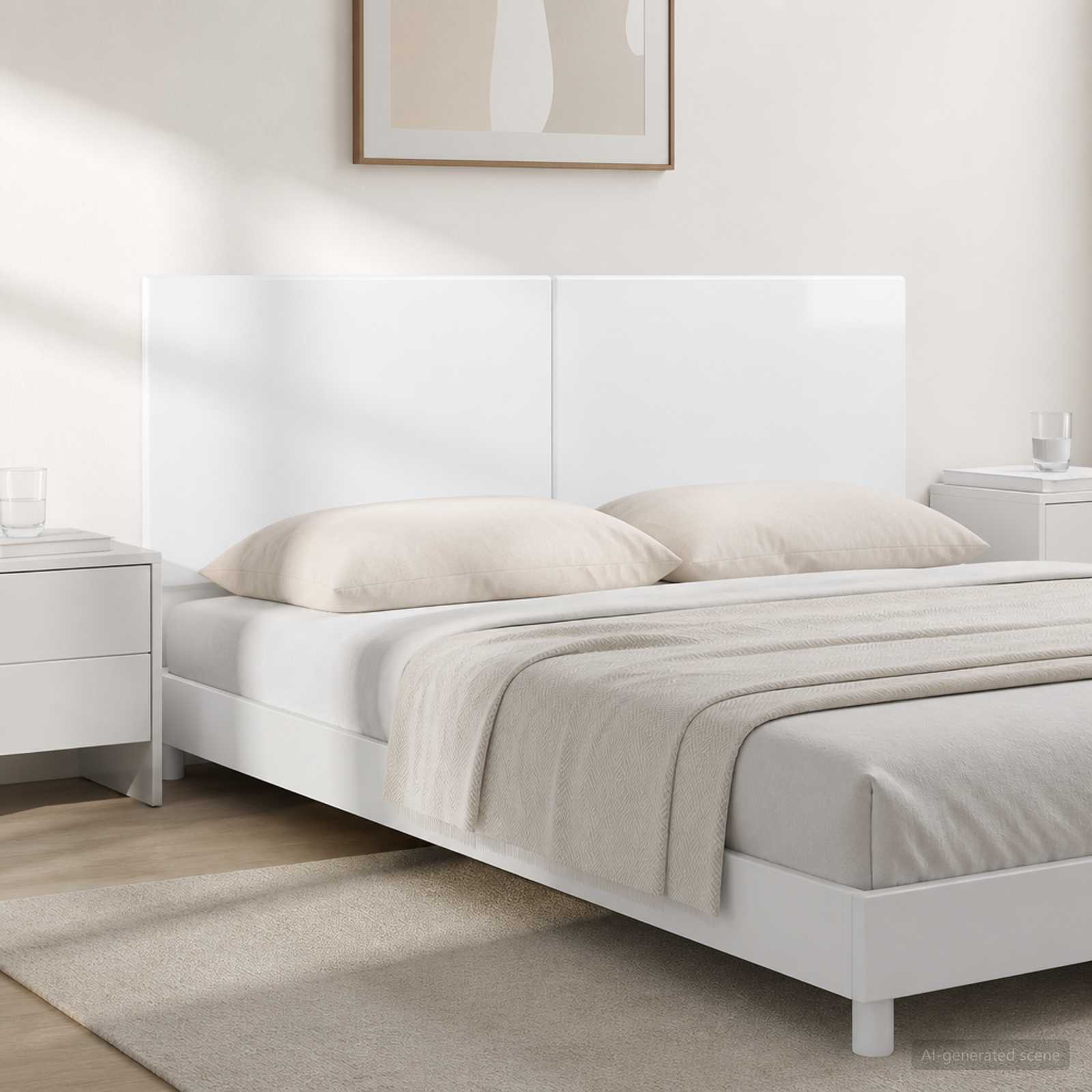 vidaXL Wall-Mounted Headboard BREDA High Gloss White Engineered Wood 1