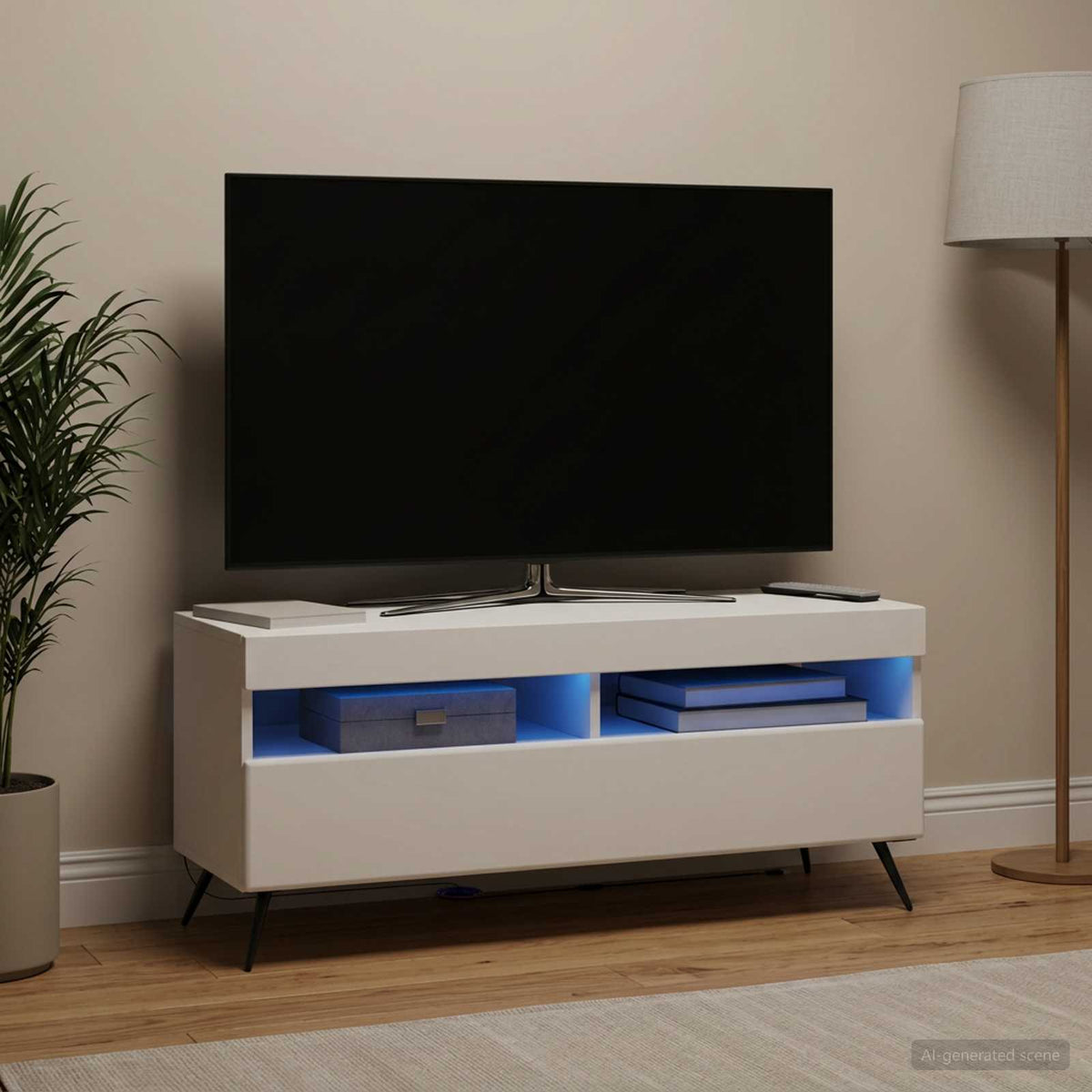 LED TV Cabinet Engineered Wood White