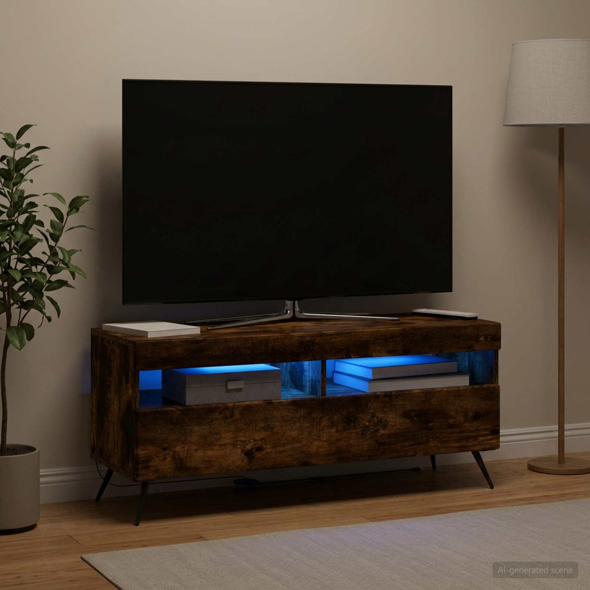 LED TV Cabinet Engineered Wood Smoked oak