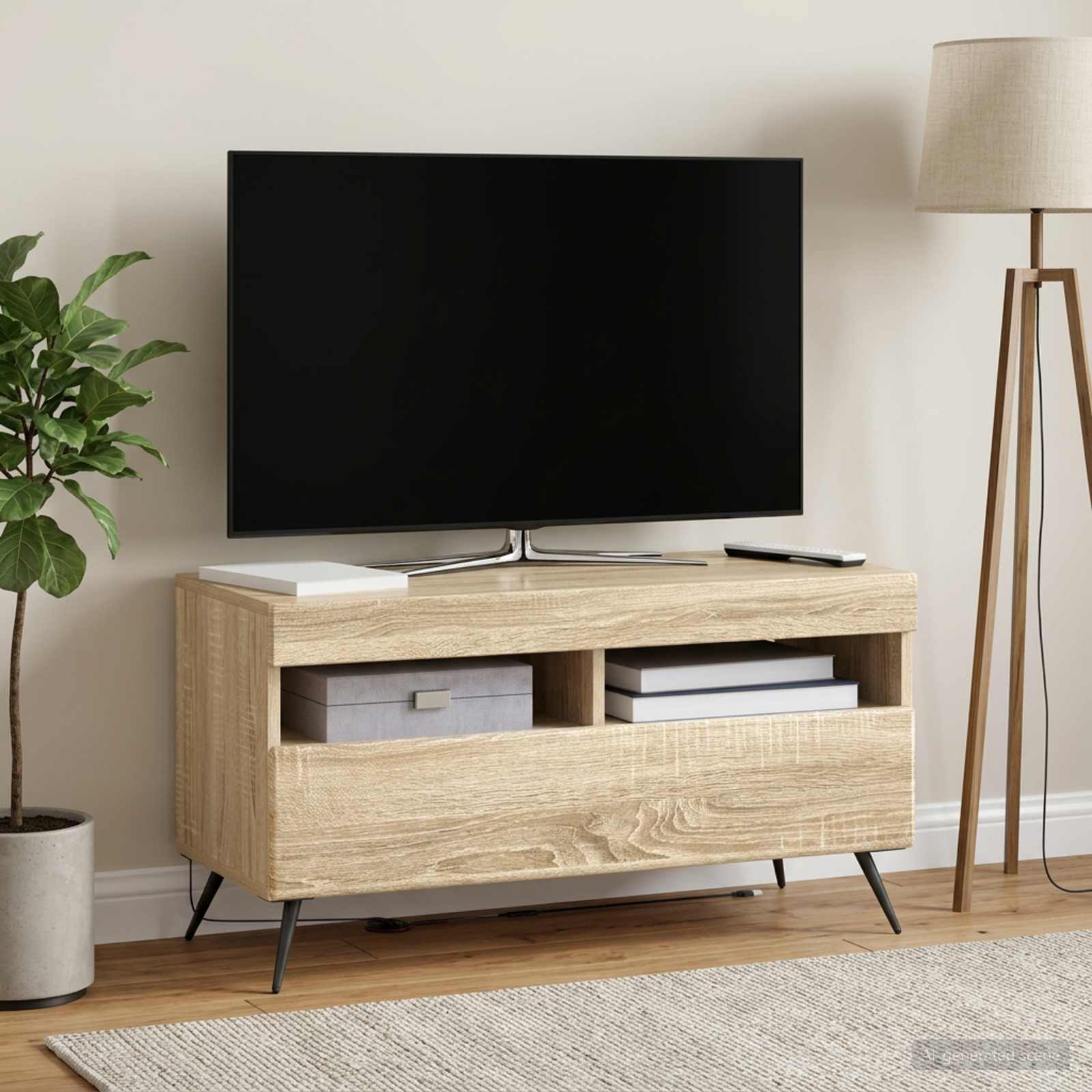 vidaXL LED TV Cabinet Sonoma Oak Engineered Wood 1