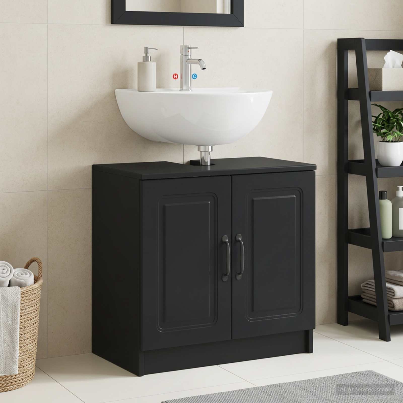 vidaXL Bathroom Sink Cabinet UTRECHT Black 59.5 x 31.5x 59 cm 1