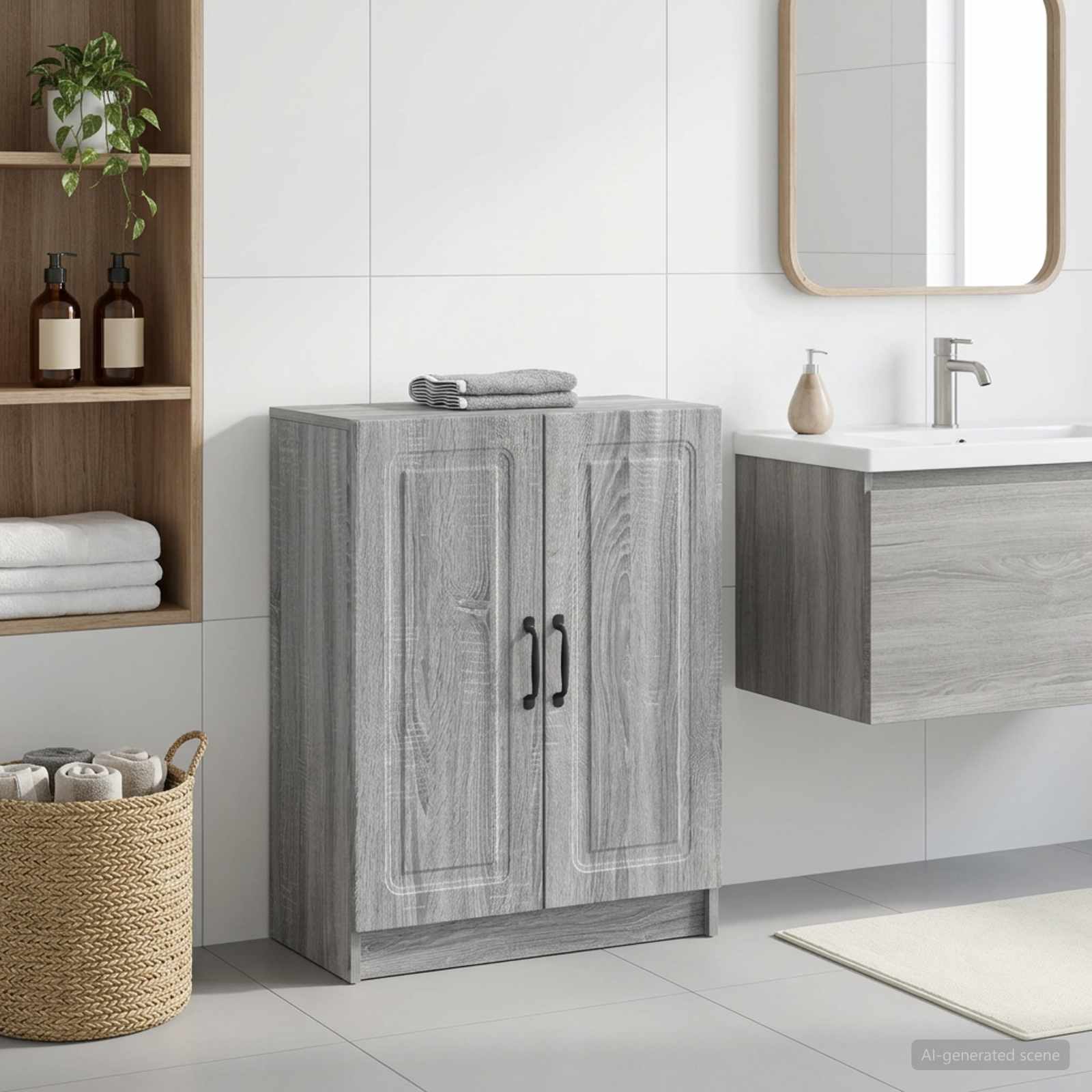 vidaXL Bathroom Storage Cainet UTRECHT Grey Sonoma 59.5 x 31 x 77 cm 1