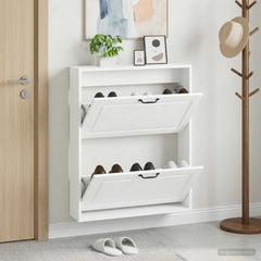 vidaXL Wall-Mounted Shoe Cabinet UTRECHT 71 x 17 x 86 cm White 1