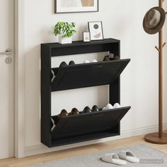 vidaXL Wall-Mounted Shoe Cabinet UTRECHT 71 x 17 x 86 cm Black 1