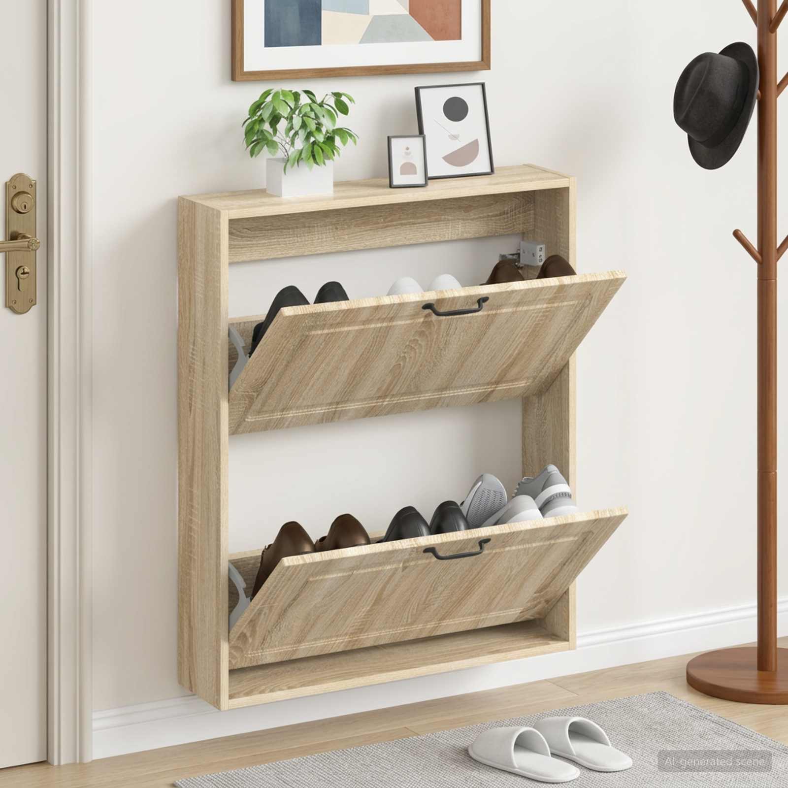 vidaXL Wall-Mounted Shoe Cabinet UTRECHT 71 x 17 x 86 cm Sonoma Oak 1