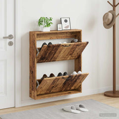 vidaXL Wall-Mounted Shoe Cabinet UTRECHT 71 x 17 x 86 cm Old Wood 1