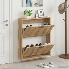vidaXL Wall-Mounted Shoe Cabinet UTRECHT 71 x 17 x 86 cm Artisan Oak 1