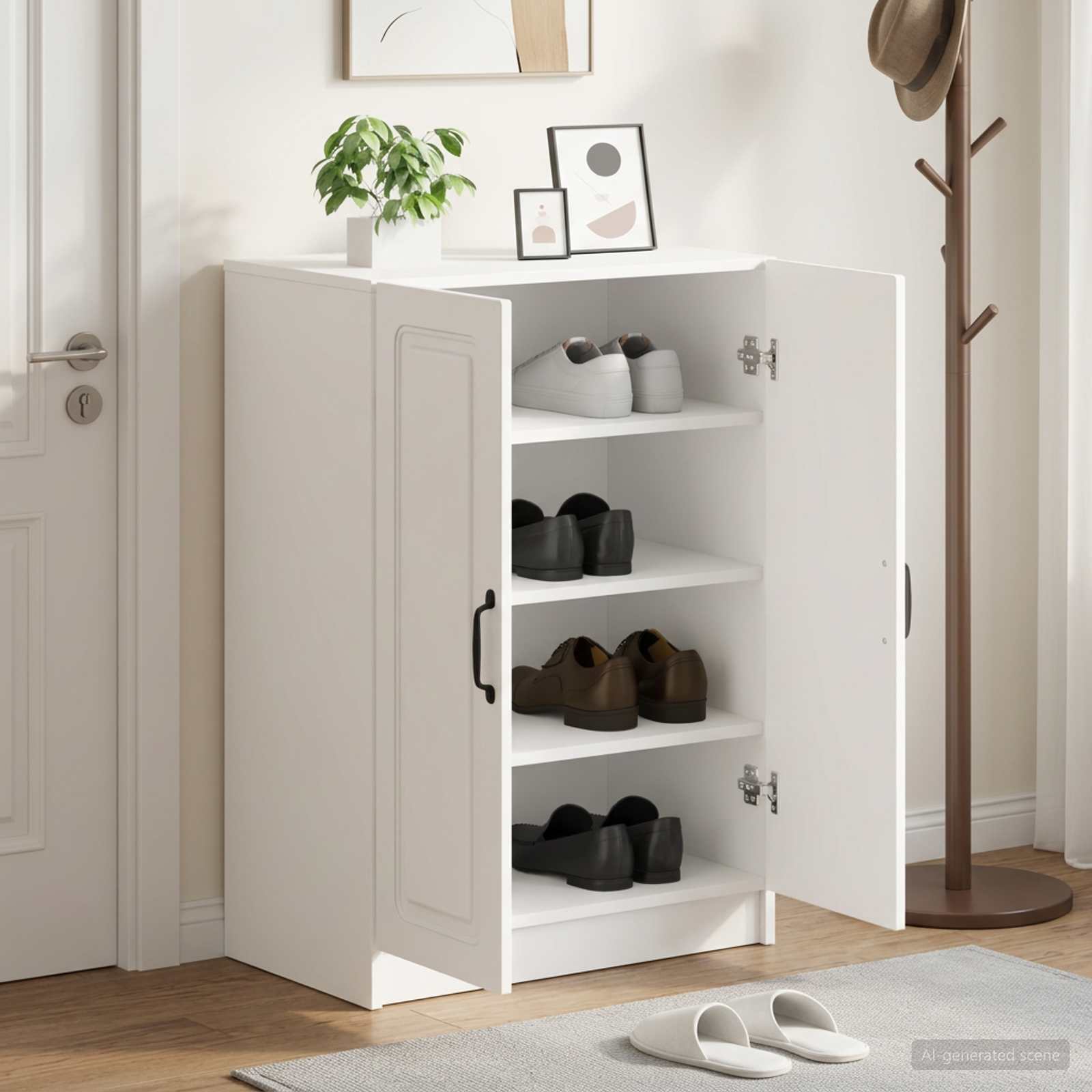 vidaXL Shoe Cabinet UTRECHT 59.5 x 39.5 x 87 cm Engineered Wood White 1