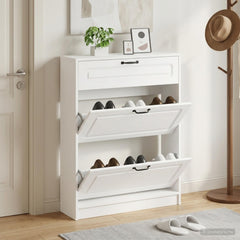 vidaXL Shoe Cabinet UTRECHT 78 x 24 x 100 cm Engineered Wood White 1