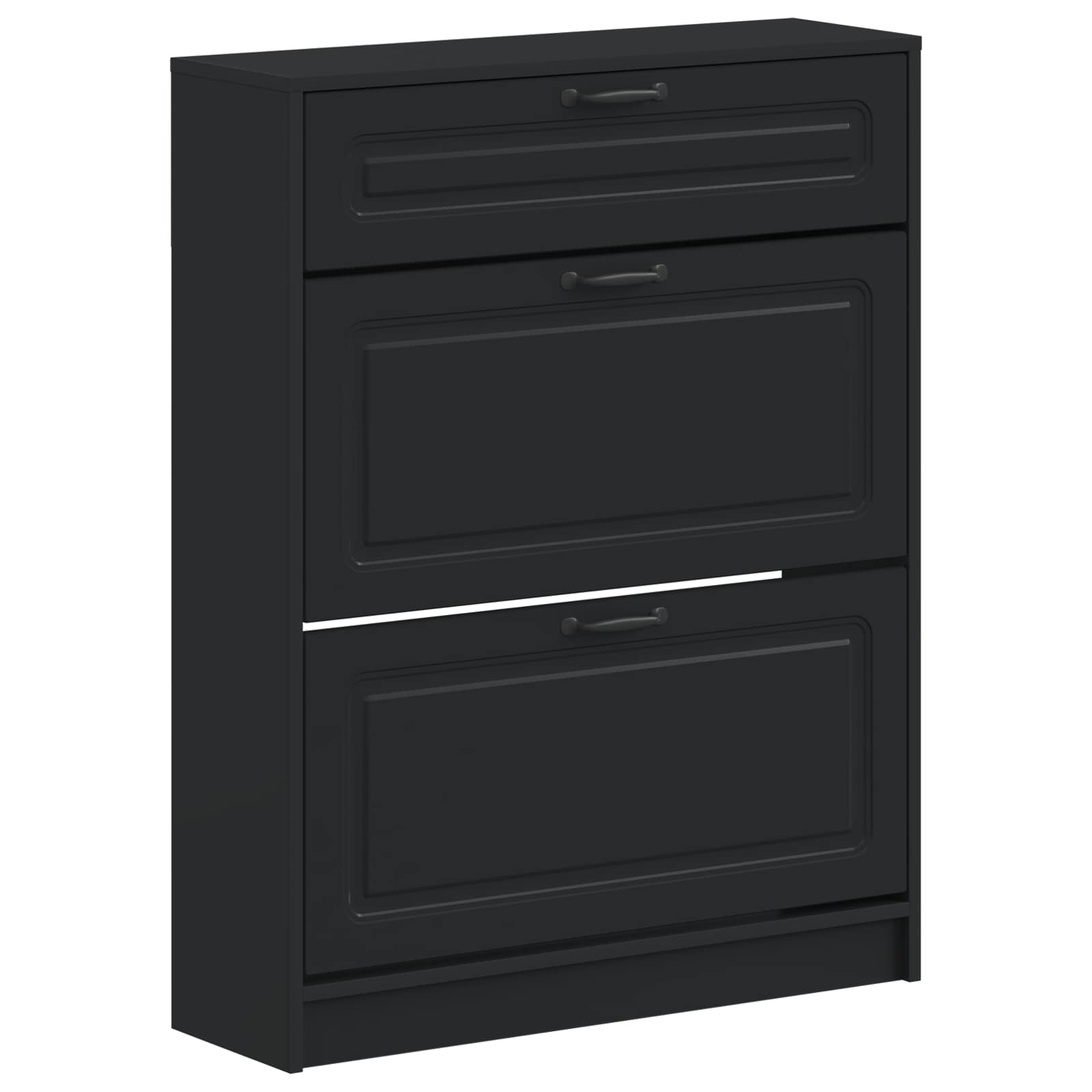 vidaXL Shoe Cabinet UTRECHT 78 x 24 x 100 cm Engineered Wood Black 2