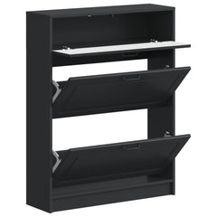 vidaXL Shoe Cabinet UTRECHT 78 x 24 x 100 cm Engineered Wood Black 3
