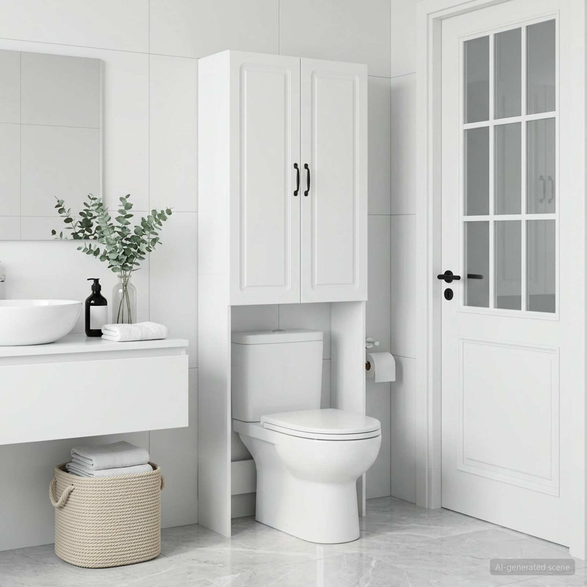 Toilet Cabinet UTRECHT 66 x 25.5 x 190 cm White