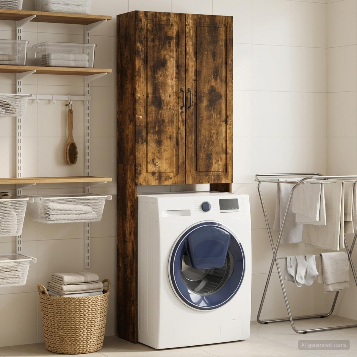Toilet Cabinet UTRECHT 66 x 25.5 x 190 cm Smoked oak