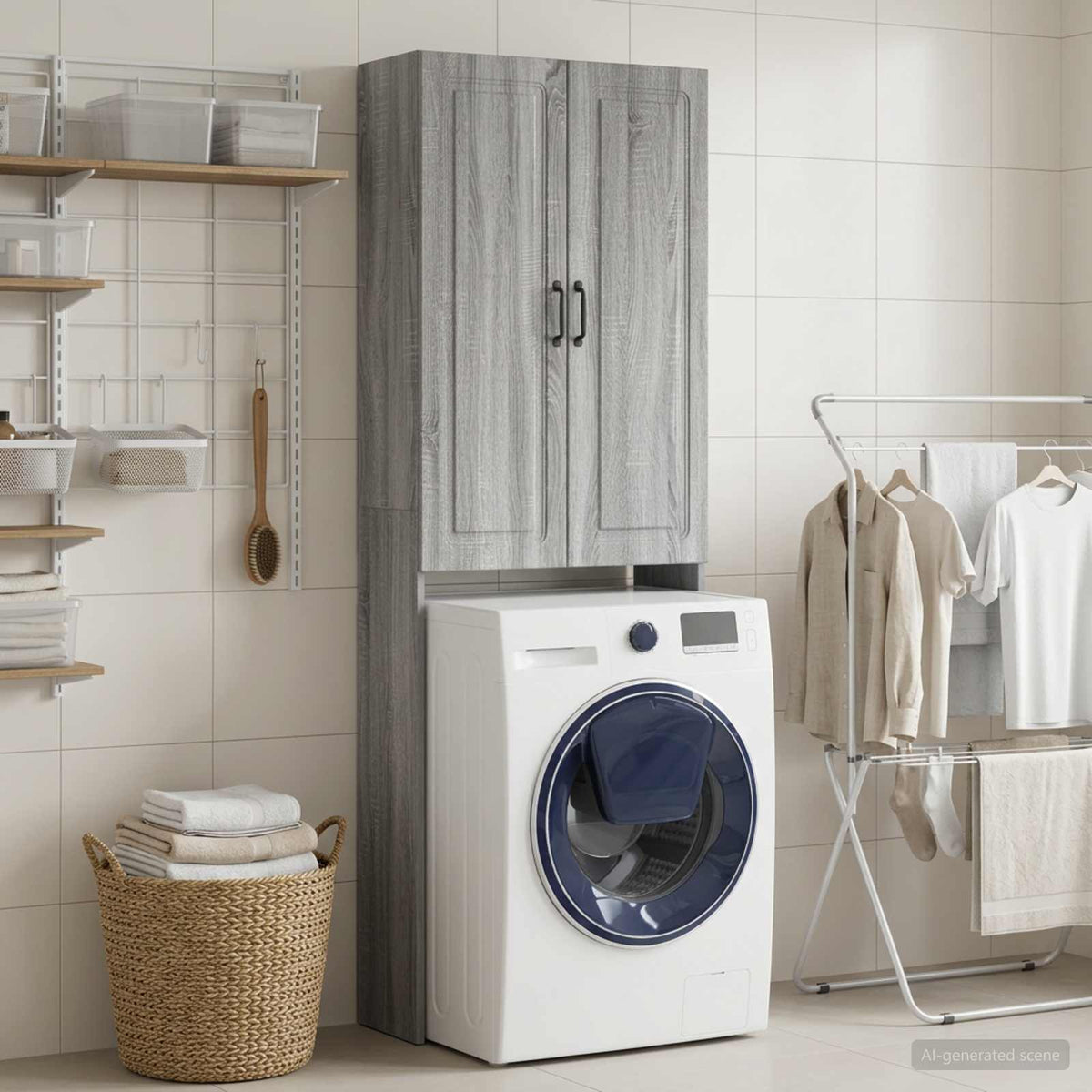 Toilet Cabinet UTRECHT 66 x 25.5 x 190 cm Grey sonoma