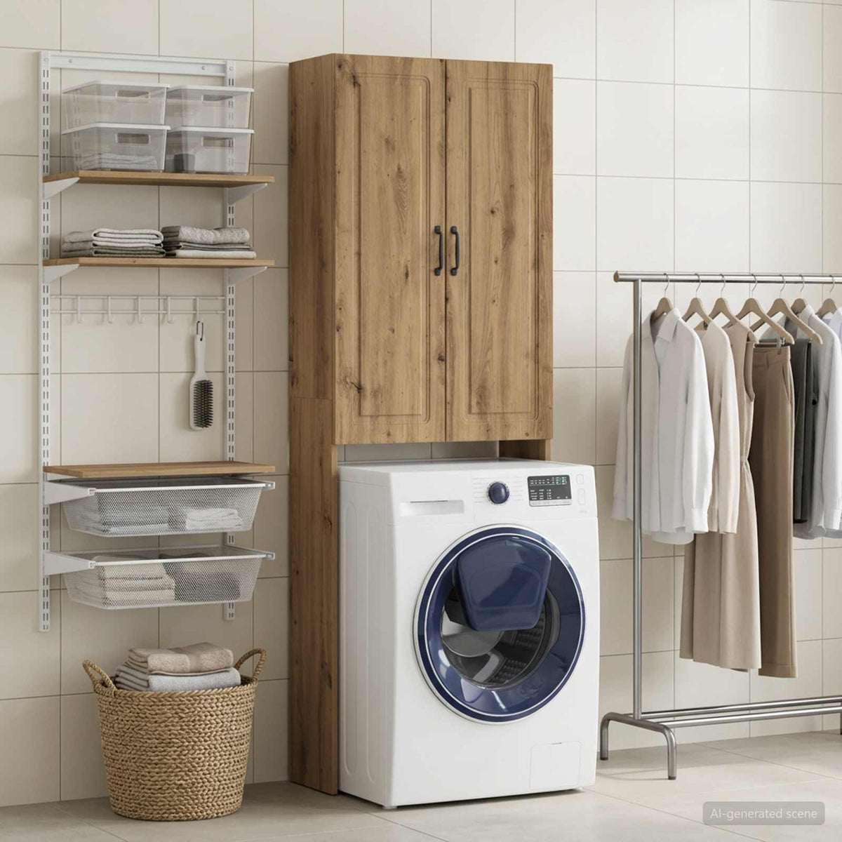 Toilet Cabinet UTRECHT 66 x 25.5 x 190 cm Artisan oak