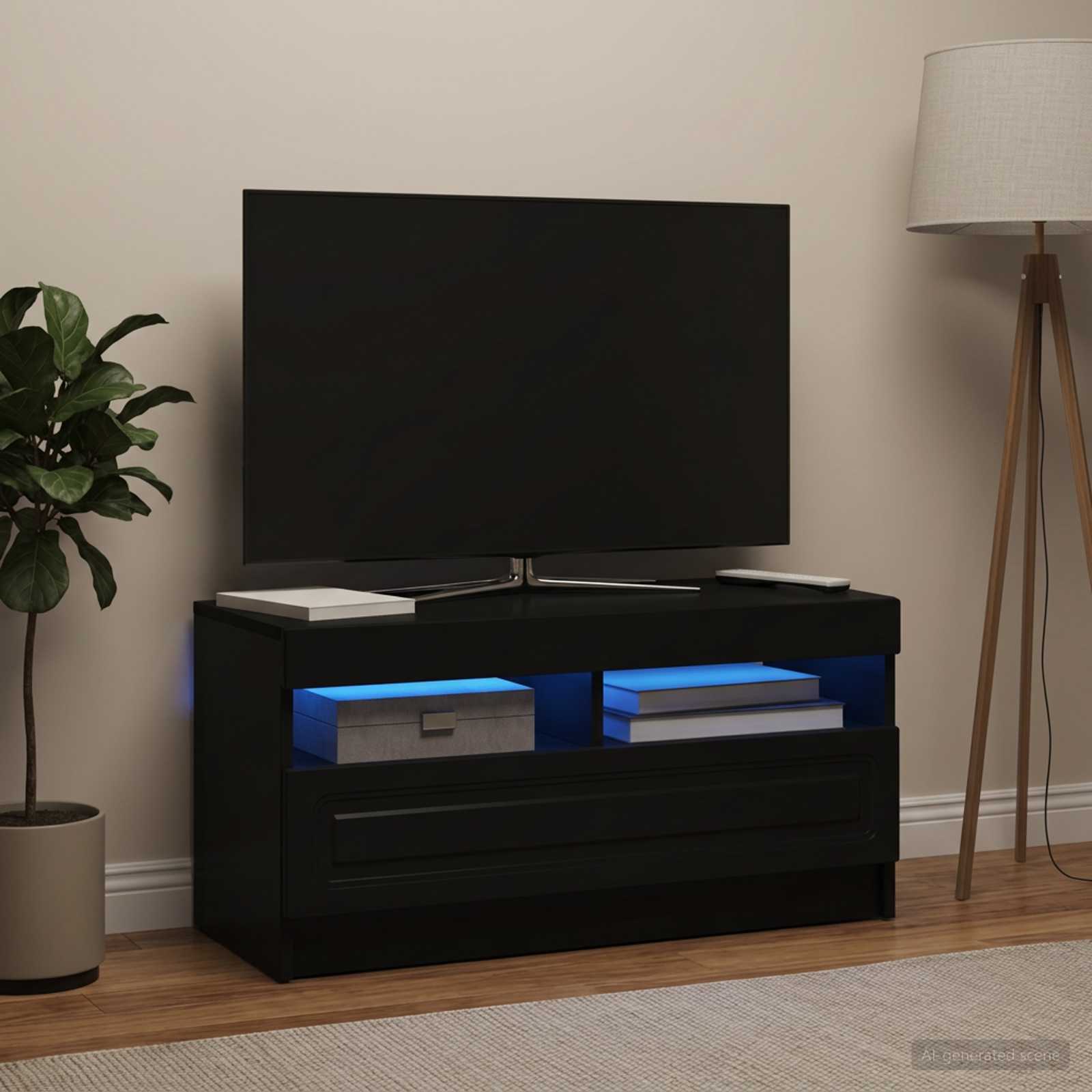 vidaXL LED TV Cabinet Black Engineered Wood 1