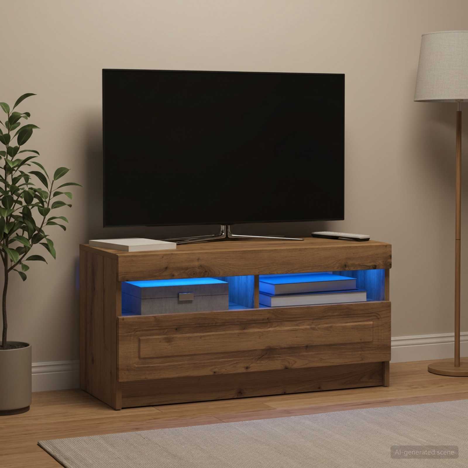 vidaXL LED TV Cabinet Artisan Oak Engineered Wood 4