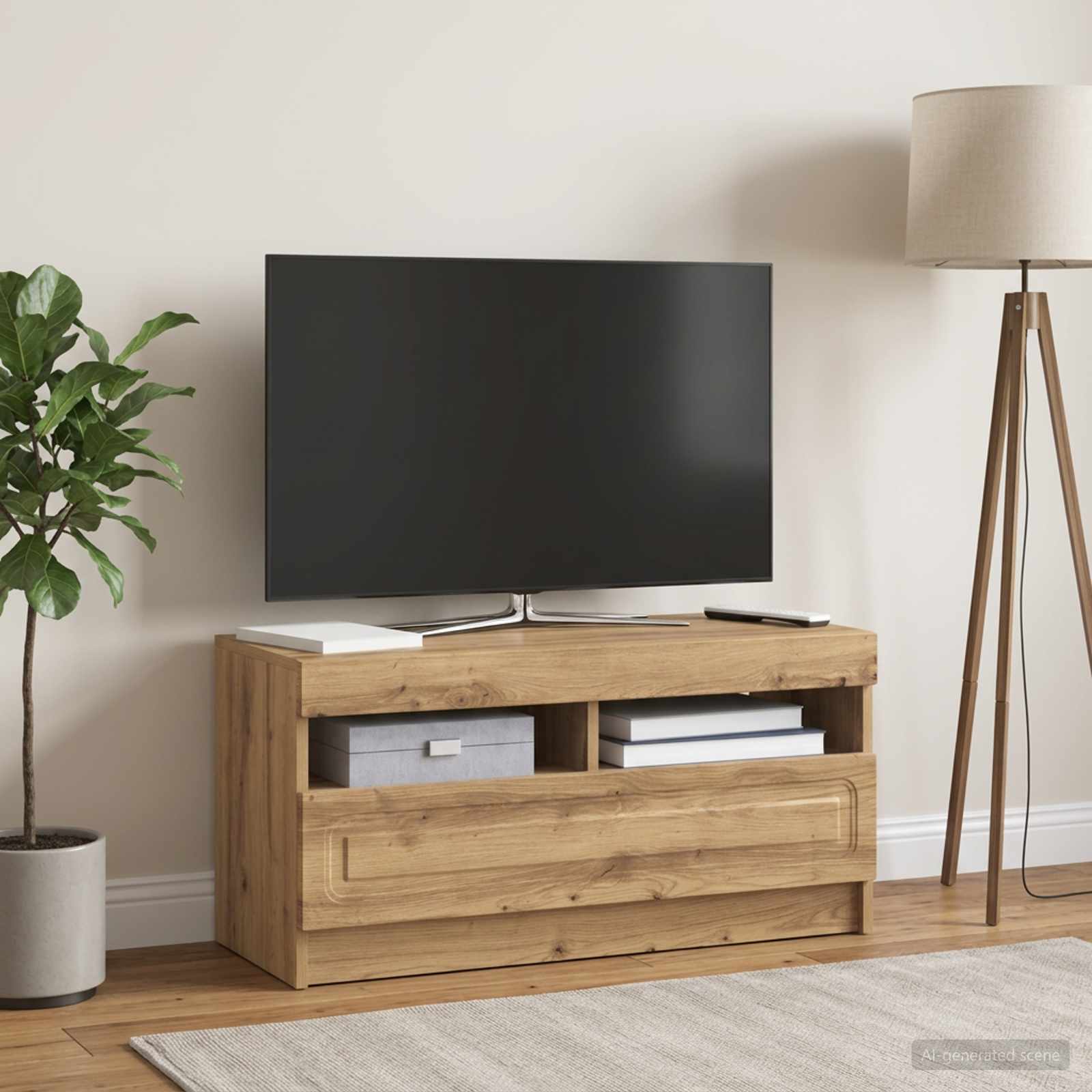 vidaXL LED TV Cabinet Artisan Oak Engineered Wood 1