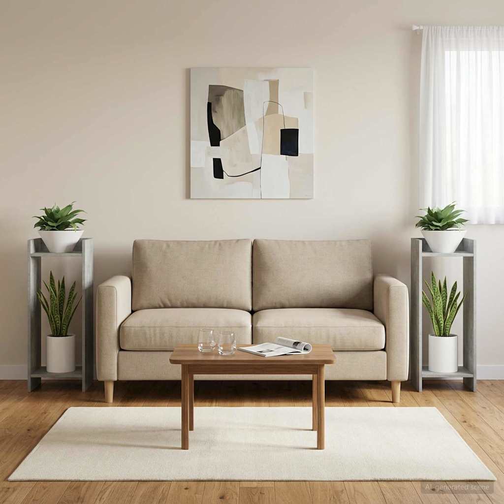 vidaXL Plant Stand 2 pcs Concrete Grey 30 x 30 x 80 cm Engineered Wood 4