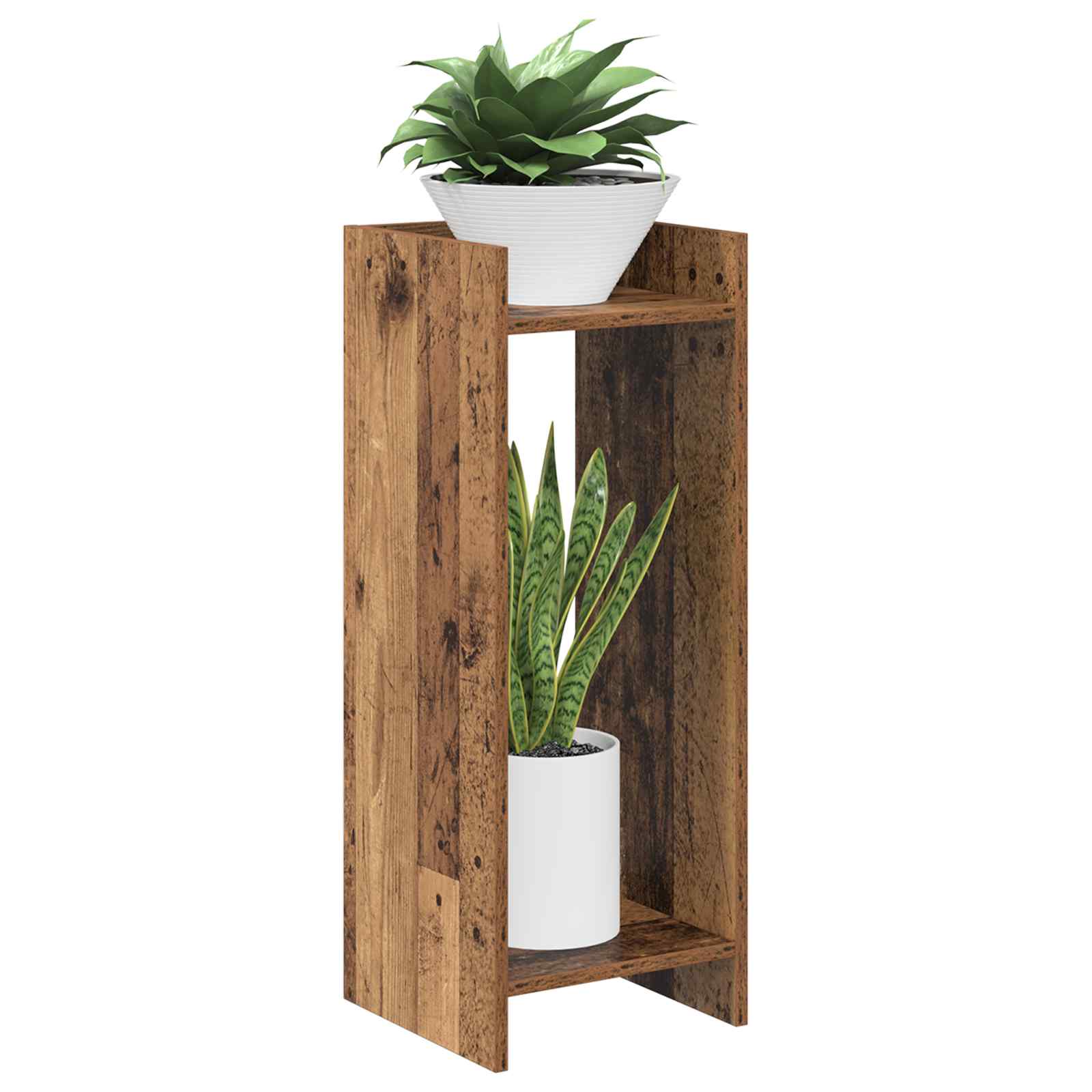 vidaXL Plant Stand 2 pcs Old Wood 30 x 30 x 80 cm Engineered Wood 3