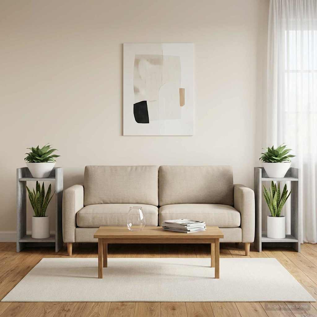 vidaXL Plant Stand 2 pcs Concrete Grey 30 x 30 x 60 cm Engineered Wood 1
