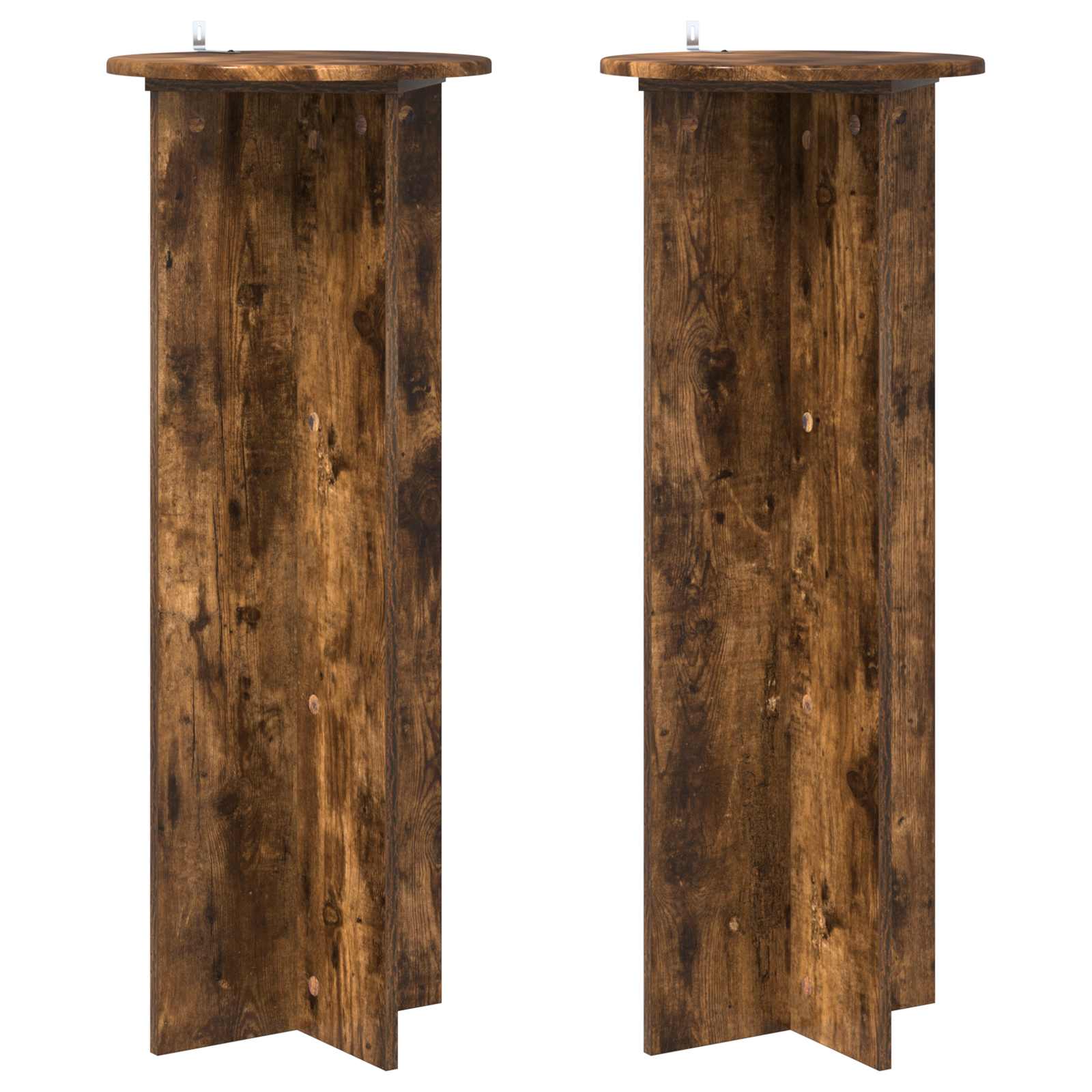 vidaXL Plant Stand 2 pcs Smoked Oak Ø40 x 100 cm Engineered Wood 2