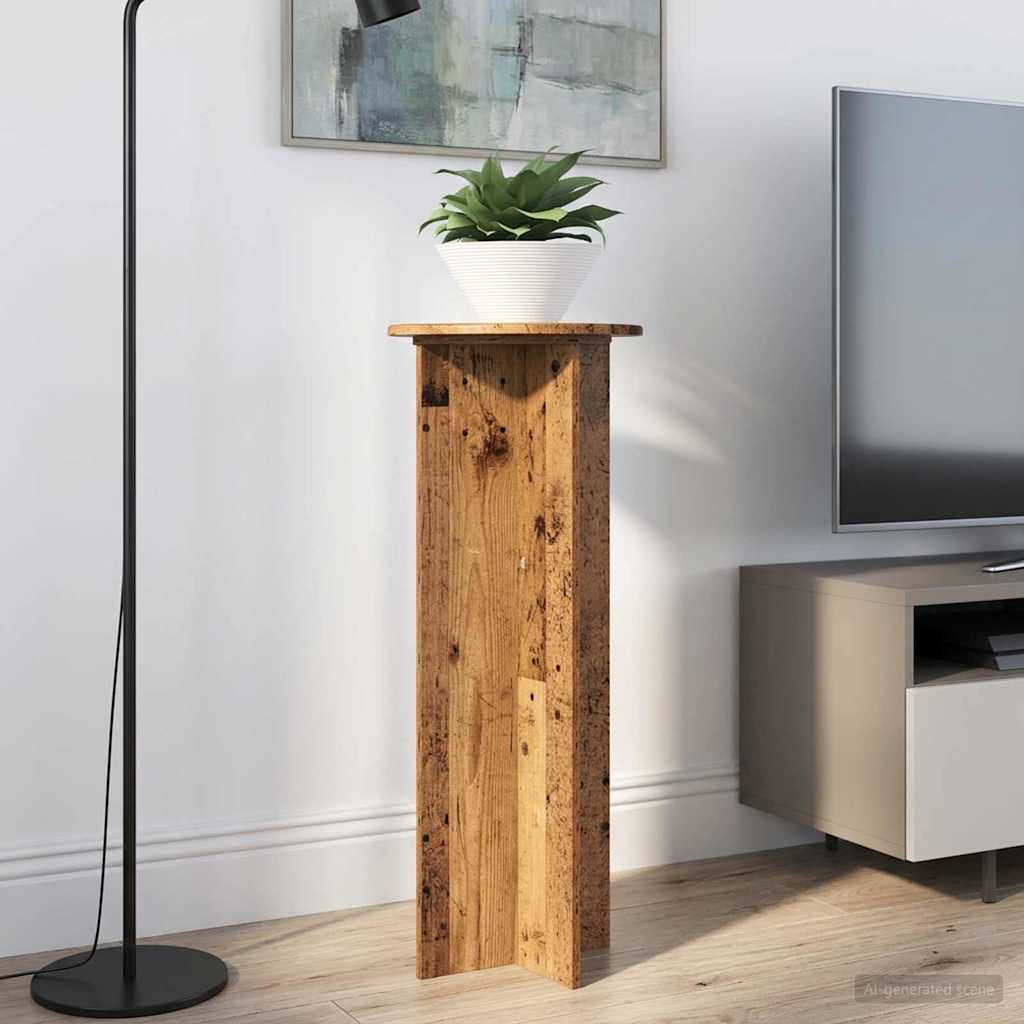 vidaXL Plant Stand 2 pcs Old Wood Ø40 x 100 cm Engineered Wood 4