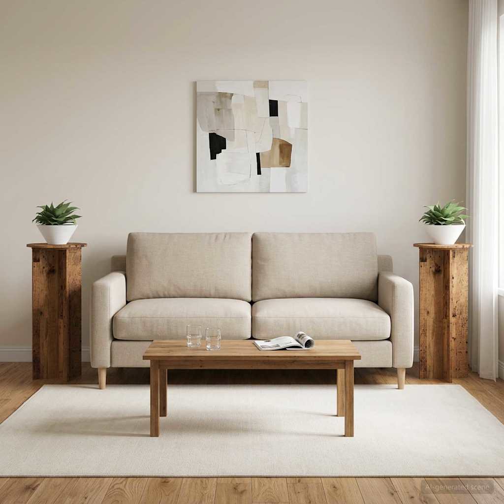 vidaXL Plant Stand 2 pcs Old Wood Ø40 x 100 cm Engineered Wood 1