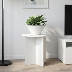 vidaXL Plant Stand 2 pcs White Ø40 x 40 cm Engineered Wood 1