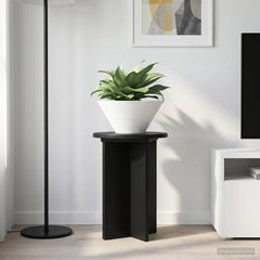 vidaXL Plant Stand 2 pcs Black Ø29.5 x 40 cm Engineered Wood 4