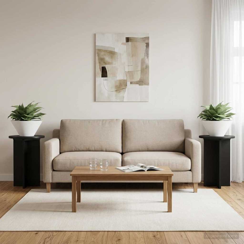 vidaXL Plant Stand 2 pcs Black Ø29.5 x 40 cm Engineered Wood 1