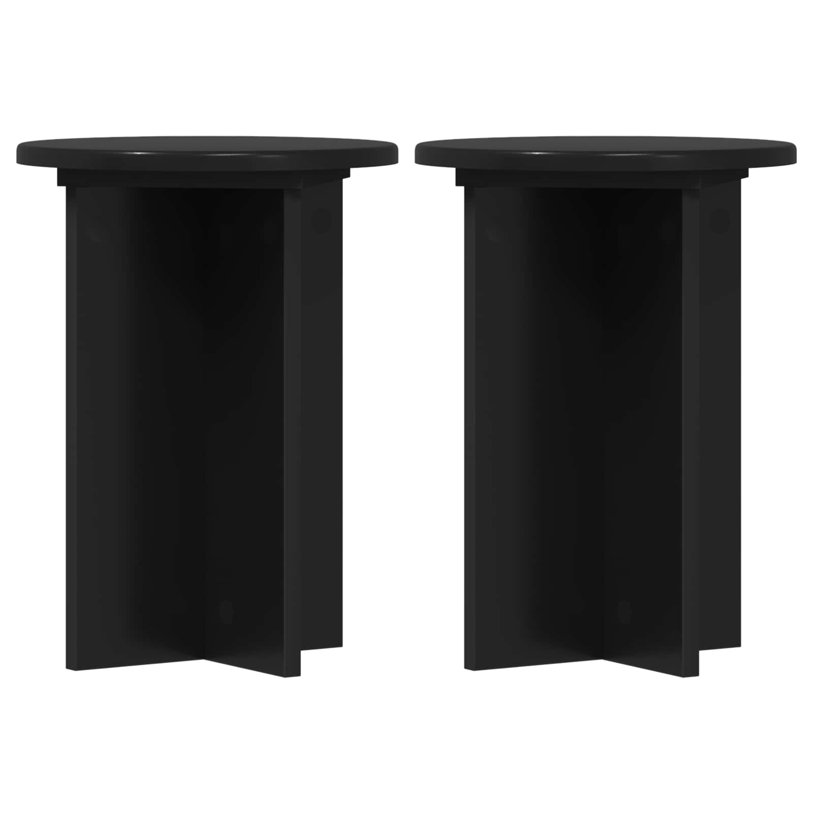 vidaXL Plant Stand 2 pcs Black Ø29.5 x 40 cm Engineered Wood 2