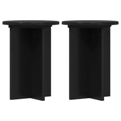 vidaXL Plant Stand 2 pcs Black Ø29.5 x 40 cm Engineered Wood 2