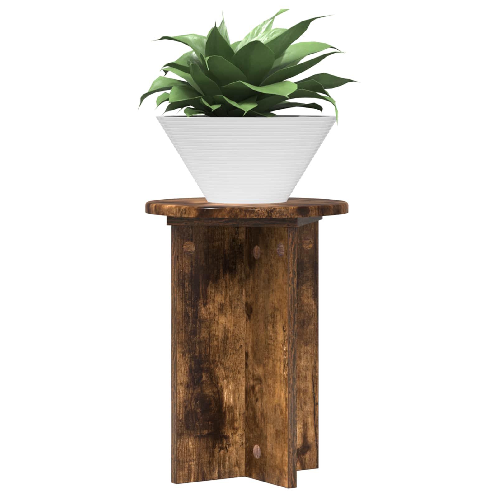 vidaXL Plant Stand 2 pcs Smoked Oak Ø29.5 x 40 cm Engineered Wood 3
