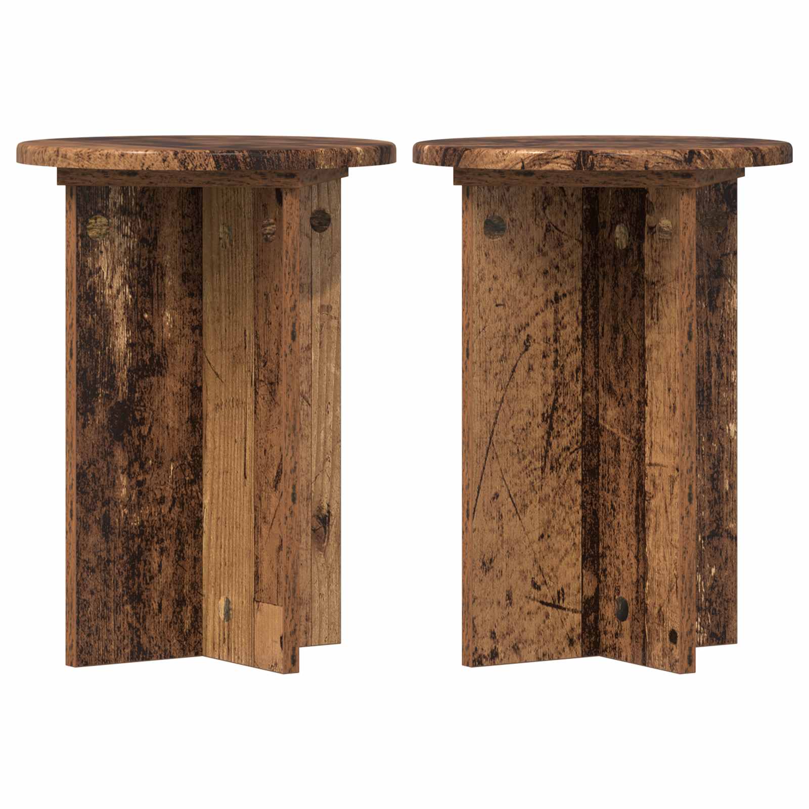 vidaXL Plant Stand 2 pcs Old Wood Ø29.5 x 40 cm Engineered Wood 2